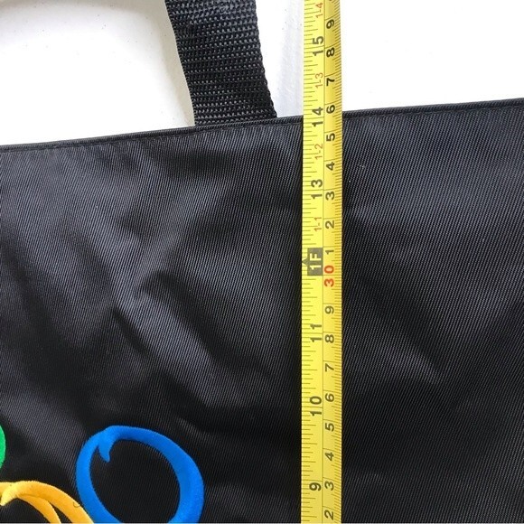 Walt Disney World Embroidered Mickey Mouse Head Outline Black Tote Bag Top Zip - Picture 13 of 15